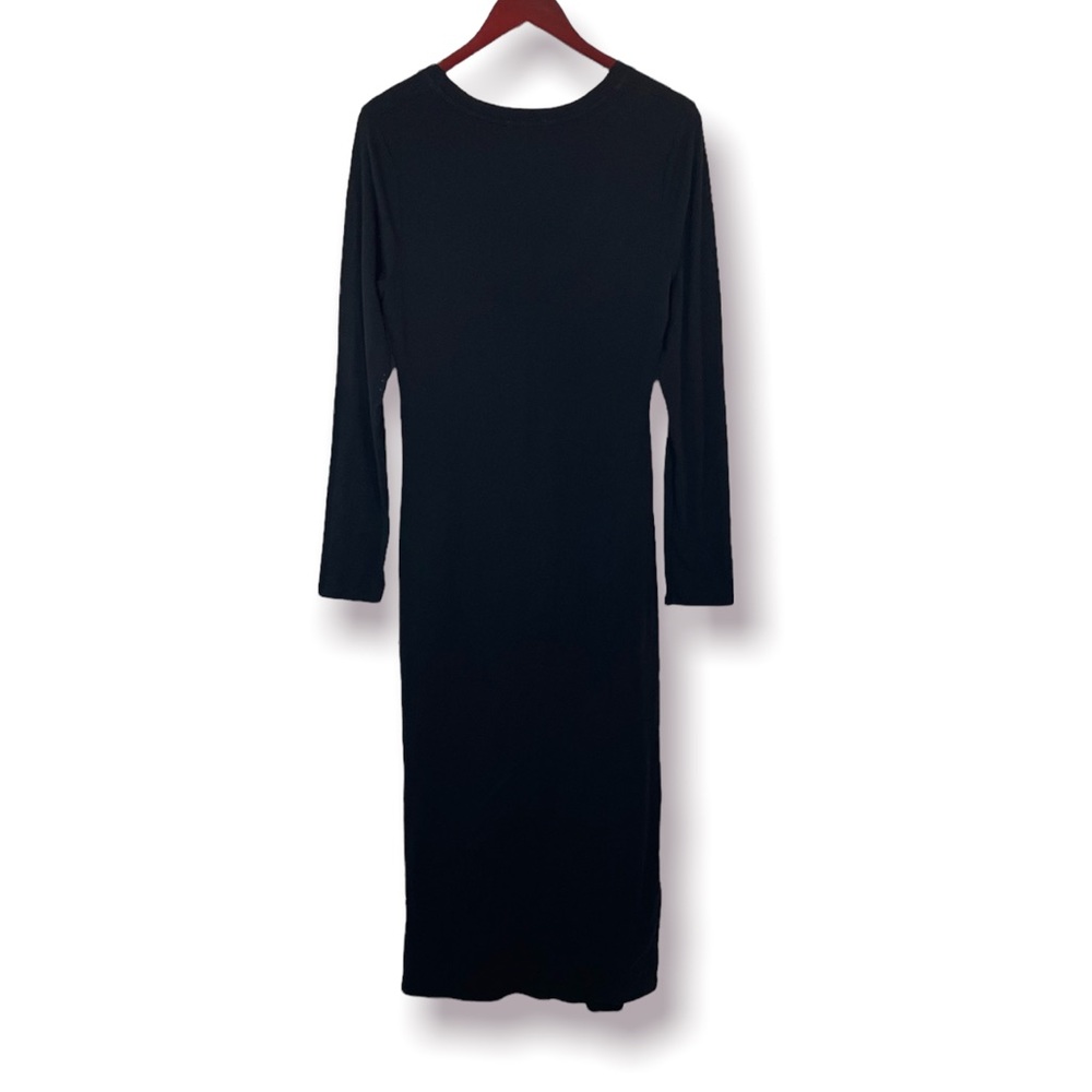 Anthropologie Sundry Twist Front Long sleeve Black Midi Dress XL NWT - Picture 6 of 9